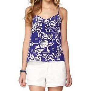 Lilly Pulitzer Womens Dusk Silk Racerback Camisole Tank Top Tide Pools size XS